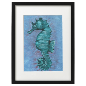 Seahorse - acrylic ink A5 box canvas