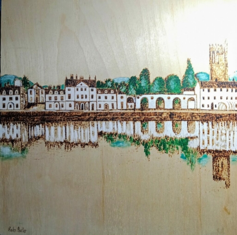 Inveraray - pyrography and acrylic paint