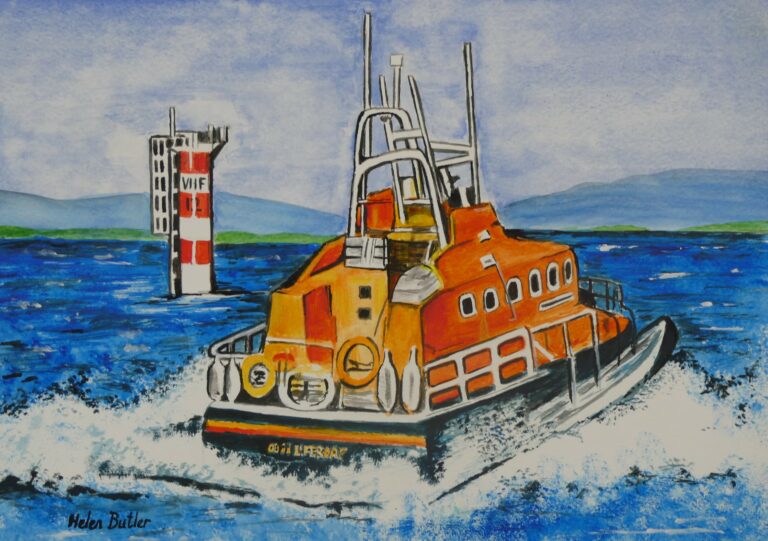 Oban Lifeboat, watercolour