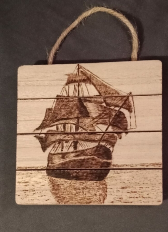 Pirate ship wooden panel wall decor