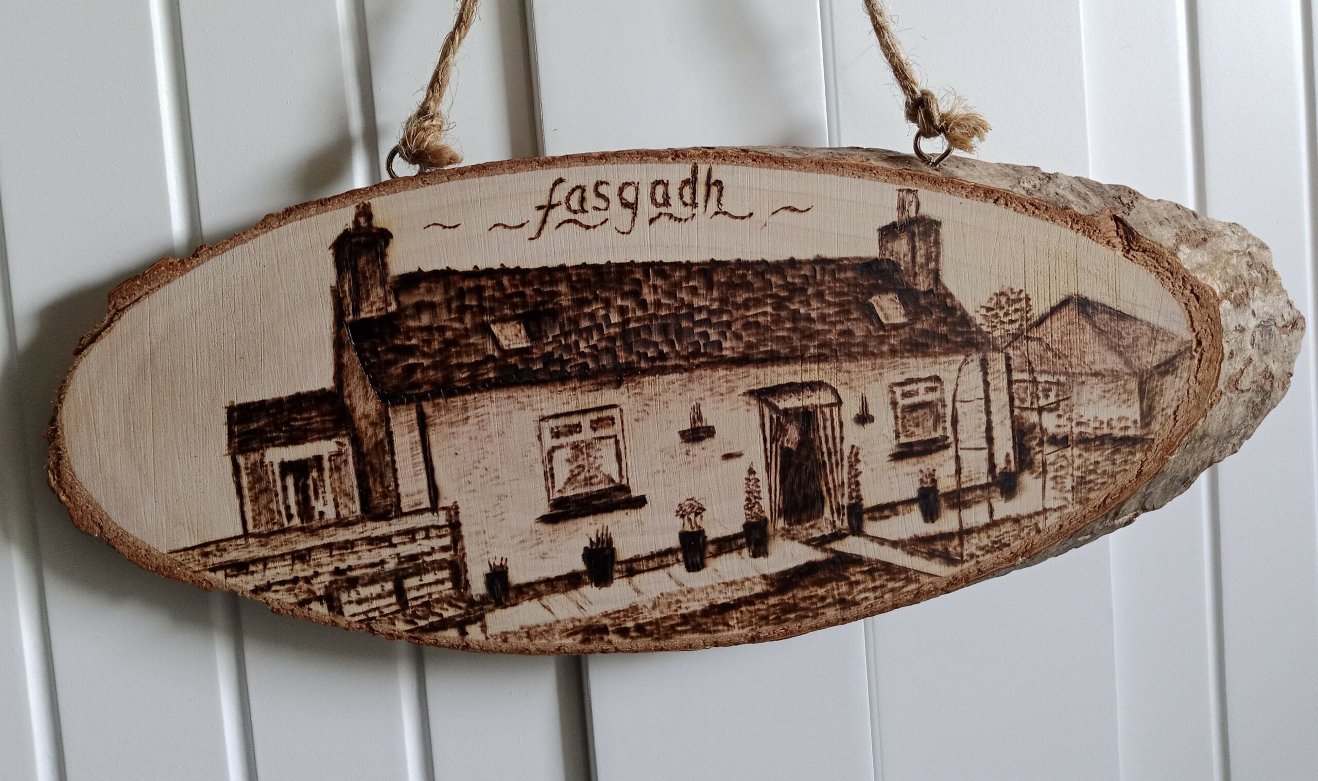 Cottage done in pyrography