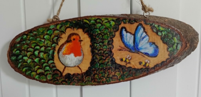 Mulberry tree, birds, bees and butterfly outdoor garden decor