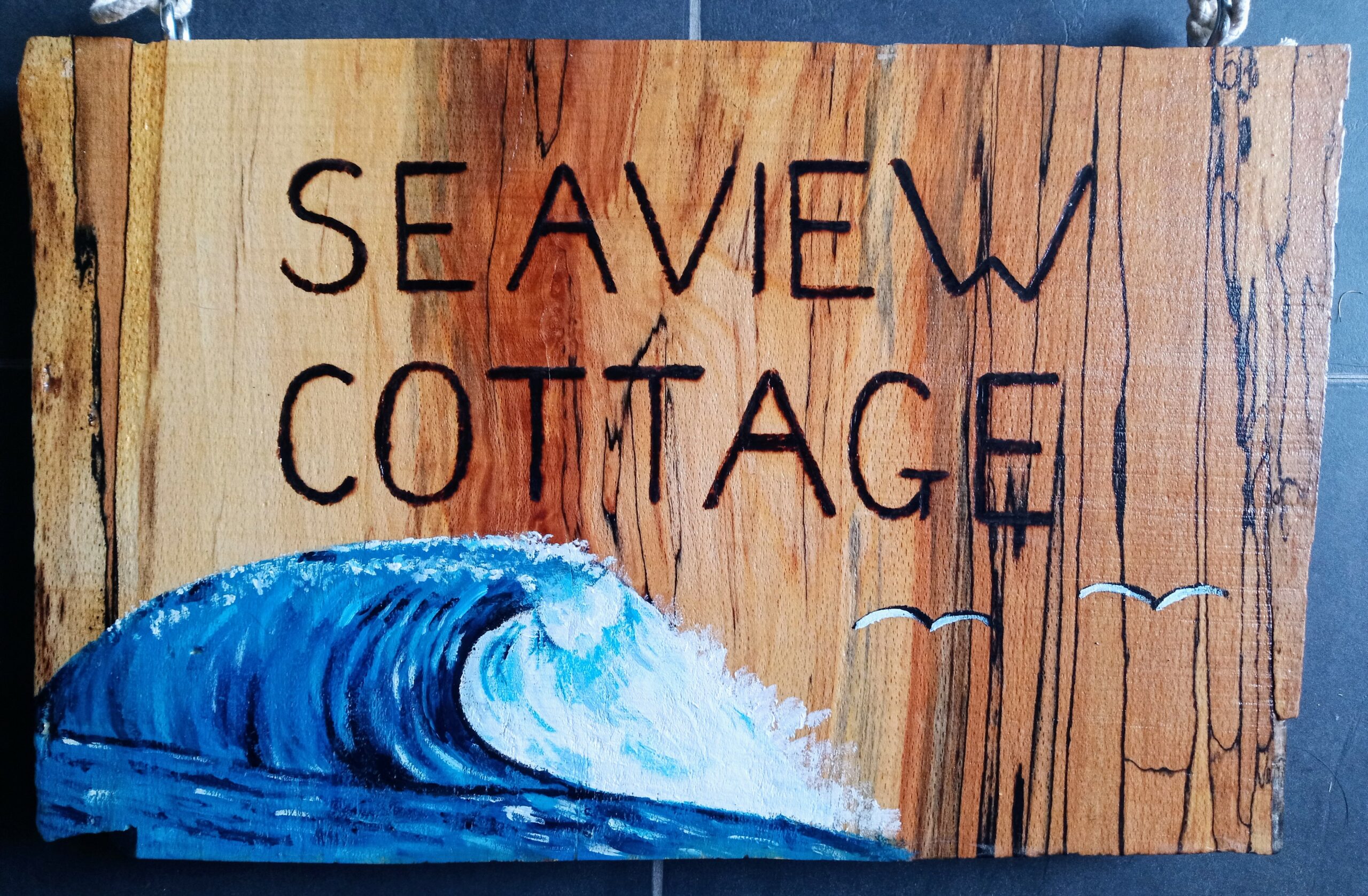 Seaview Cottage double sided house sign