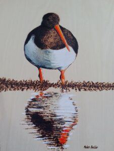 Pyrography and paint oystercatcher