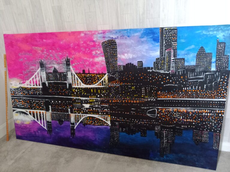 Acrylic painting of London cityscape (2 1/2 metres)